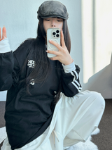 ヒップツーラインナンバーリングロゴスリーブTシャツ💙🤍🖤3カラー
