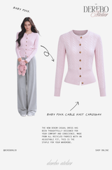 Baby Pink Cable Knit Cardigan