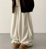 Mob waistband incision corduroy wide pants