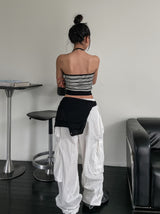 Multi strip knit halter sleeveless