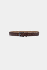 カットオフフルグレインレザーベルト (ブラウン)