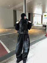 Dark gray dust washing pants