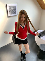 レースレイヤード長袖VネックTシャツ