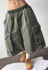 The Hill Pigment Washed Cargo Bermuda Pants  4 Color 