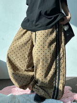 KOREAN/HIGH QUALITY 🤎 TRACK DOT WIDE SEMI BALLOON LONG PANTS 🤎🖤🐣💚 - 6 COLORS