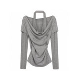 Rielle Cowl Graphic Layered T-shirt
