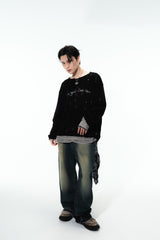 IKUTO X BLACKBLOND Damage Knit Sweater - Black