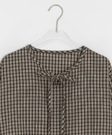 26SS★ [BAONHAUS] Lumie Check Ribbon Blouse