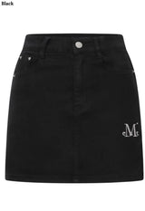 CORON BACK LEATHER LEOPARD HEART PATCH SKIRTS