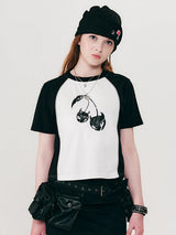 COLOR BLOCK RAGLAN T-SHIRT - WHITE