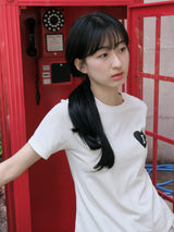 ハートロゴTシャツ - クリーム