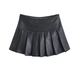 leather pleated pants mini skirt