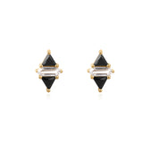 Triangle Black and White 925 Silver + 14k gold plating Stud Earring E059-07G