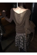Back Rose See-Through Long Sleeve T-Shirt