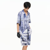 RELABEL Inverted Cowboy Digital Printing Short-Sleeve Shirt, West Coast Hip-Hop Full-Print Trendy Brand Shirt