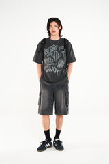 ウェーブ レタリング ピグメント オーバーフィット Tシャツ / Wave Lettering Pigment Oversized Fit T-shirt