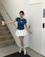[MADE/7color] タイニーリブレタリング半袖Tシャツ