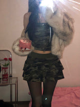 Camo Pattern Top & Skirt Set