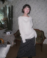 (2color) Flower Fold-Over Banding Long Skirt