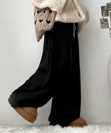 G DEN string thick fleece wide pants