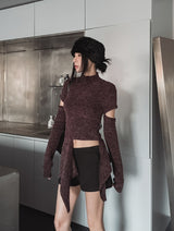 Pony Incision Wrap Knit Turtleneck