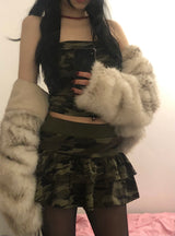 Camo Pattern Top & Skirt Set