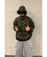 Camo Hood Zipper Jacket
