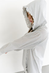frill stripe double hood shirts(2colors)