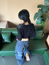 (TOP & ZIP-UP SET!) ダメージクロップドフィットニットジップアップ - 3 COLOR
