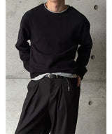 [Unisex] クロップレイヤードラウンドニット(3color)