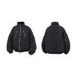 RELABELインタラクティブ (Black Bone)Vカット ボーンストラクチャー マッスル90 レイヤード リブニット ダウンジャケット