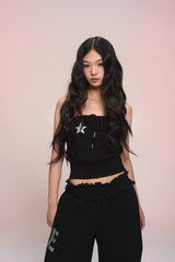 eat me plz* chest-wearing mini set, autumn-winter velvet street style chest-wearing top