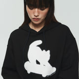 SKATEBOARDING CAT HOODIE - BLACK