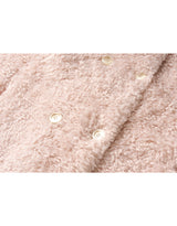Melissa Teddy Bear Double Button Fur Shearling Midi coat Baby Pink