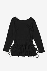 Ruffled string flare one-piece