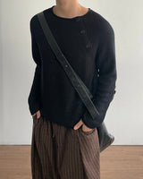 Beat Henley-Neck Crop Knit
