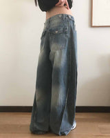 Binden Side Pintuck Back Pocket Wide Denim Pants
