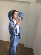 Cool Frill Hoodie Check Shirt (2color)