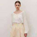ストラップバルーンブラウス WHITE