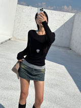 [BELT & INNER SHORTS] AUTUMN DENIM BROWN KHAKI DENIM SKIRT – SK