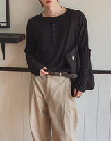 Ullen Wool Henley Neck Double Long Sleeve Tee