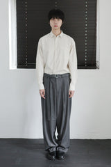 stripe belted slacks