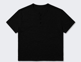 スラブヘンリーネッククロップTシャツ ブラック