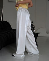 Silk Satin Long Wide Pants