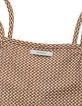 チェッカード レース スリーブレス(BROWN)
