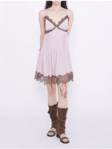 Shimmering Slip Lace Bustier Dress