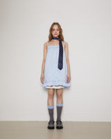 Button-up ruffle dress / sky blue