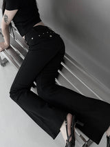studded mid-rise bootcut denim