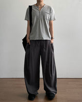 Pochi Slub Henley Neck Short Sleeve T