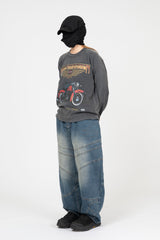 Motorcycle Vintage Crop Long Sleeve T-Shirt
